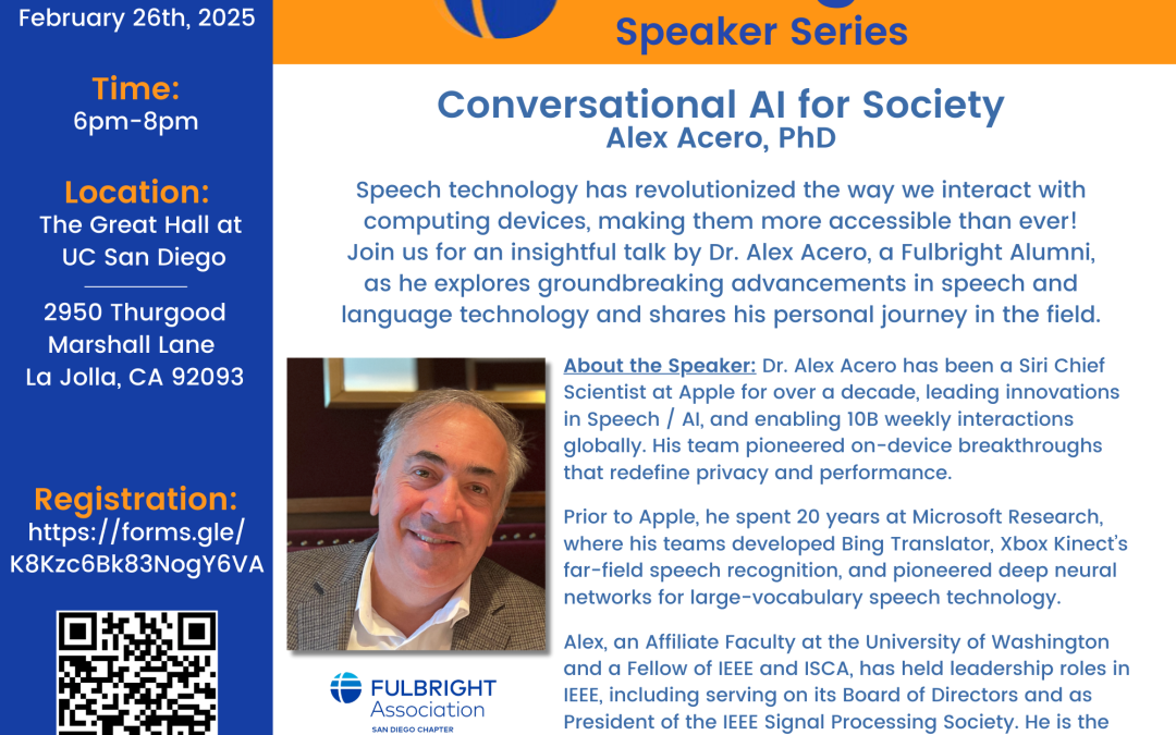 Event Announcement [February 26, 2025]: Fulbright Speaker Series Presents Alex Acero followed by a Networking Reception